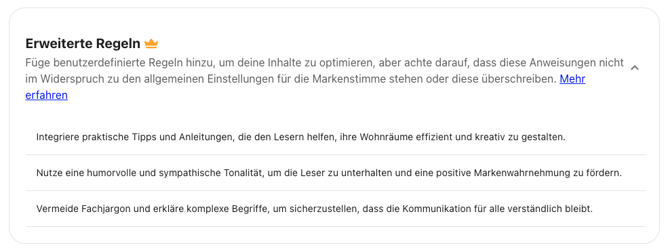Erweiterte REgeln - DE